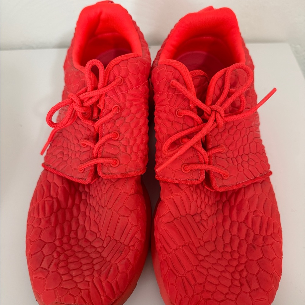 Vibrant Textured Red Sneakers